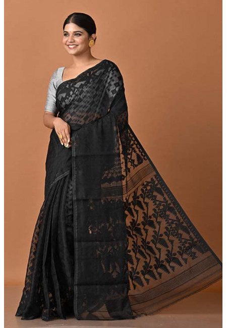 Black Color Soft Dhakai Jamdani Saree (She Saree 1600)