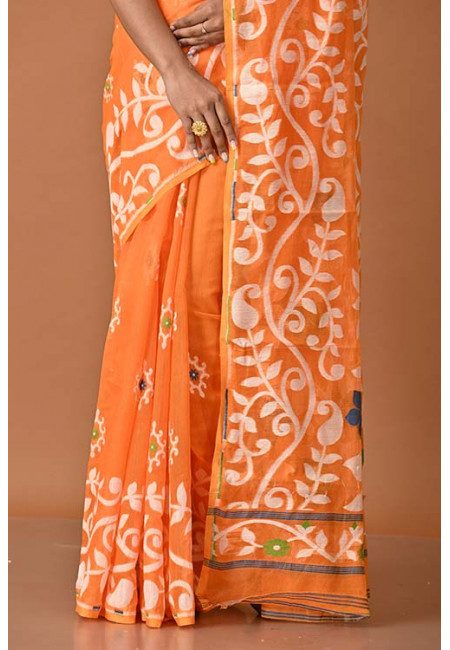 Orange Color Soft Dhakai Jamdani Saree (She Saree 1601)