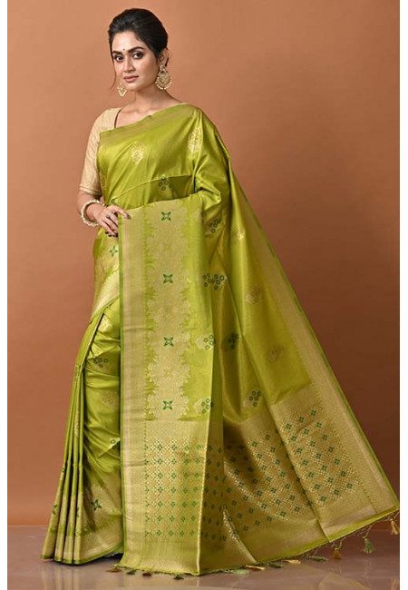 Olive Green Color Semi Katan Silk Saree (She Saree 1253)