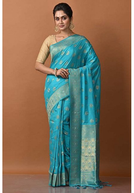 Sky Blue Color Manipuri Silk Saree (She Saree 1254)