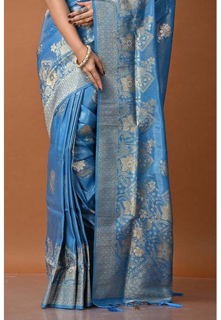 Peacock Blue Color Semi Katan Silk Saree (She Saree 1257)