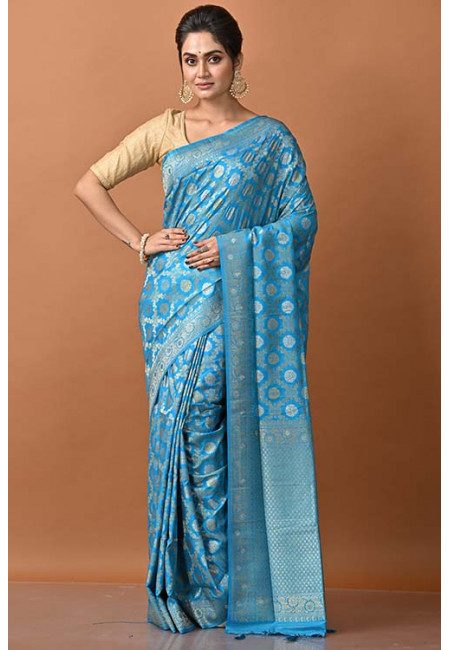Peacock Blue Color Manipuri Silk Saree (She Saree 1266)