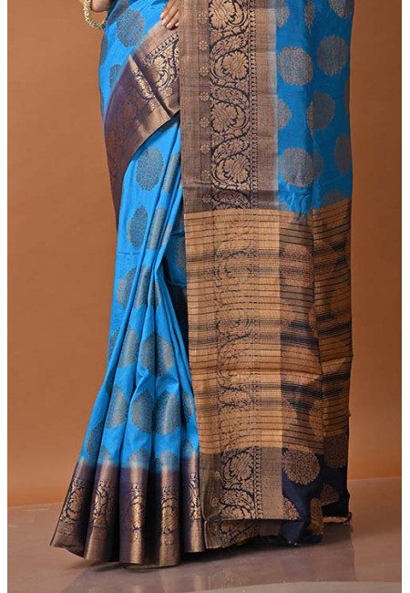 Button Blue Color Kosha Silk Saree (She Saree 1277)