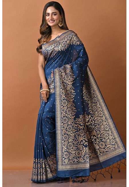 Dark Queen Blue Color Matka Silk Saree (She Saree 1280)