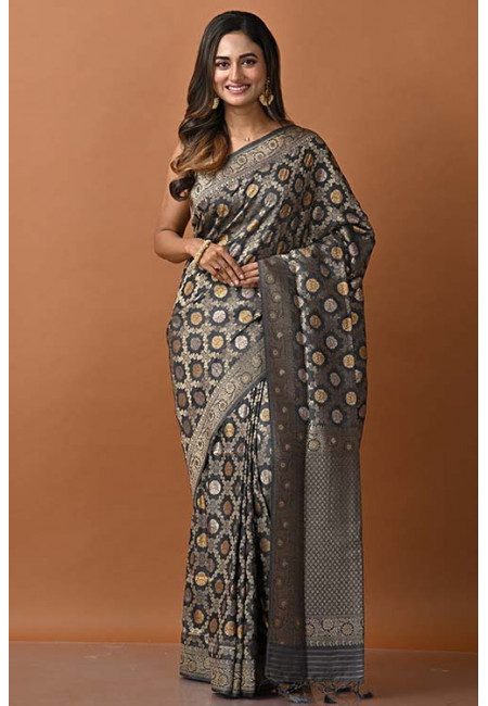 Deep Grey Color Manipuri Silk Saree (She Saree 1287)