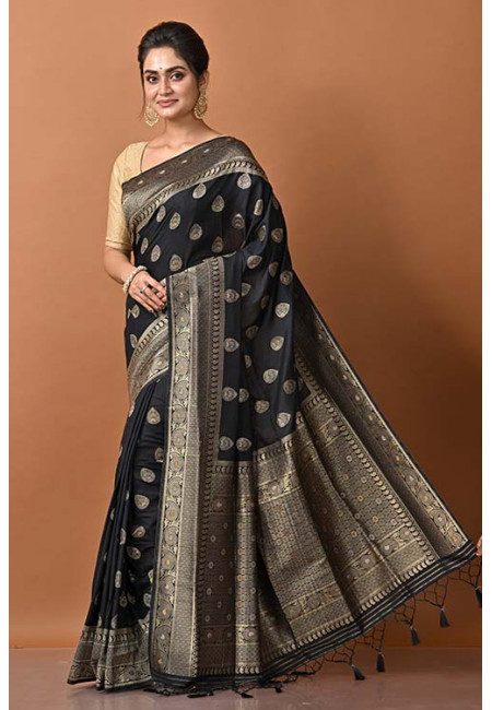 Black Color Manipuri Silk Saree (She Saree 1298)