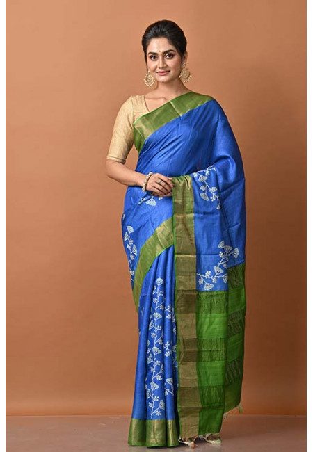 Royal Blue Color Pure Zari Tussar Silk Saree (She Saree 1311)