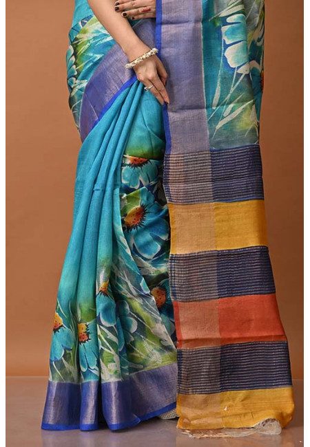 Maximum Blue Color Pure Zari Tussar Silk Saree (She Saree 1316)