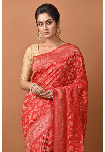 Red Color Manipuri Silk Saree (She Saree 1319)