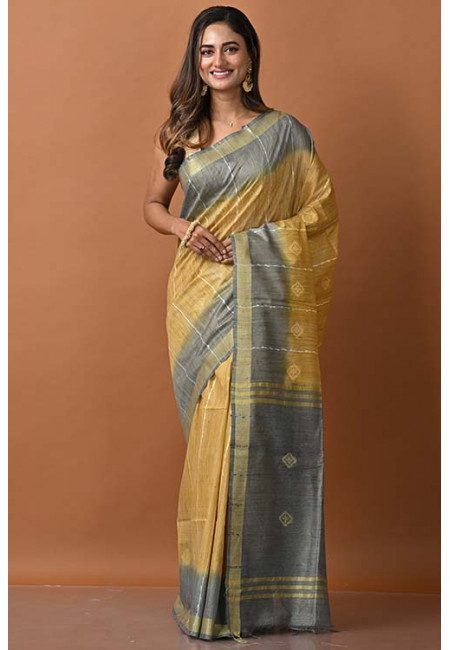 Brown Yellow Color Matka Silk Saree (She Saree 1329)