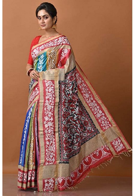 Multi Color Designer Kantha Stitch Saree (She Saree 1363)