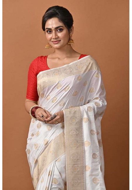 White Color Manipuri Silk Saree (She Saree 1371)