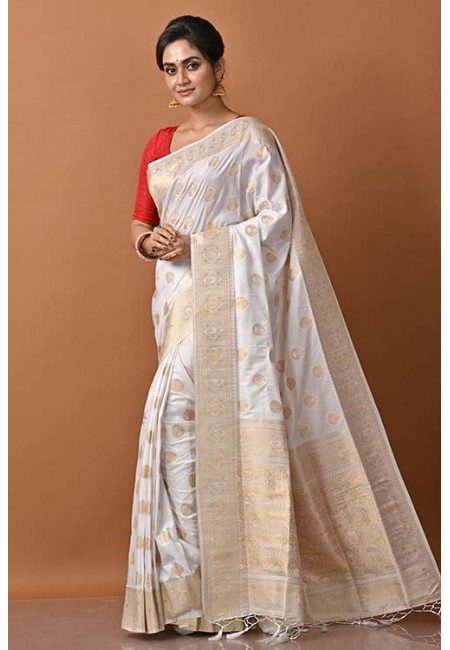 White Color Manipuri Silk Saree (She Saree 1371)