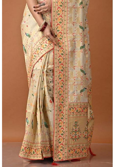 Beige Color Semi Katan Silk Saree (She Saree 1374)