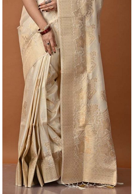 Off White Color Semi Katan Silk Saree (She Saree 1375)