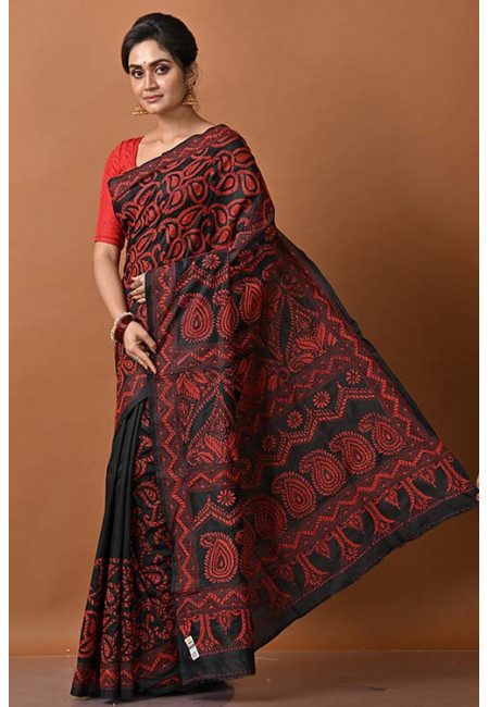 Black Color Designer Kantha Stitch Saree (She Saree 1381)