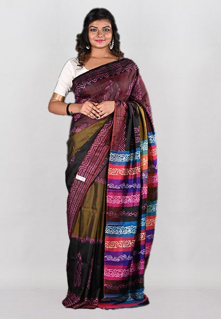 Multi Color Printed Pure Bishnupuri Silk Saree (She Saree 944)