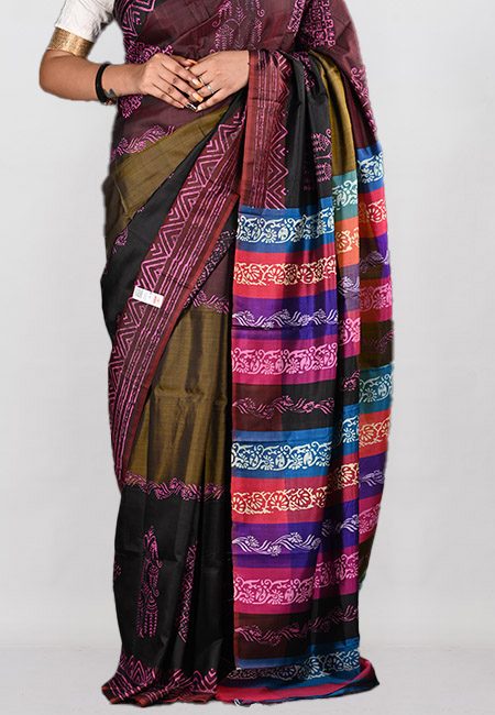 Multi Color Printed Pure Bishnupuri Silk Saree (She Saree 944)