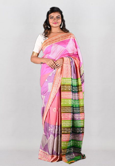 Multi Color Printed Pure Bishnupuri Silk Saree (She Saree 953)
