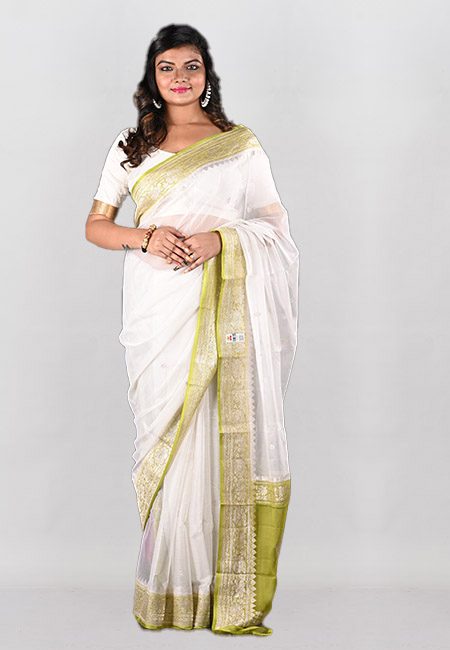 Off White Color Soft Chiffon Banarasi Saree (She Saree 955)