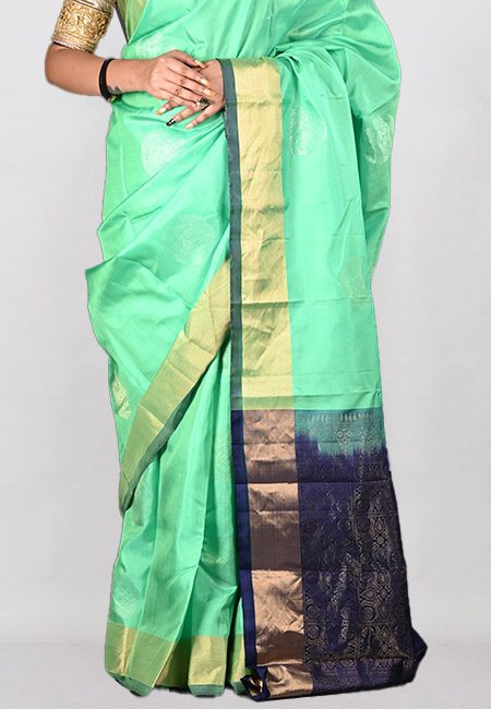 Light Green Color Kanivaram Silk Saree (She Saree 966)