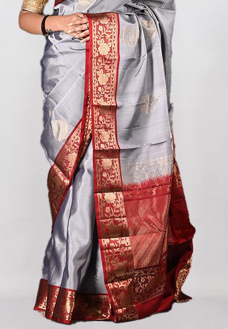 Grey Color Kanjivaram Silk Saree (She Saree 985)