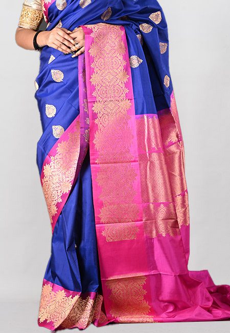 Deep Royal Blue Color Pure Katan Silk Silk Saree (She Saree 990)