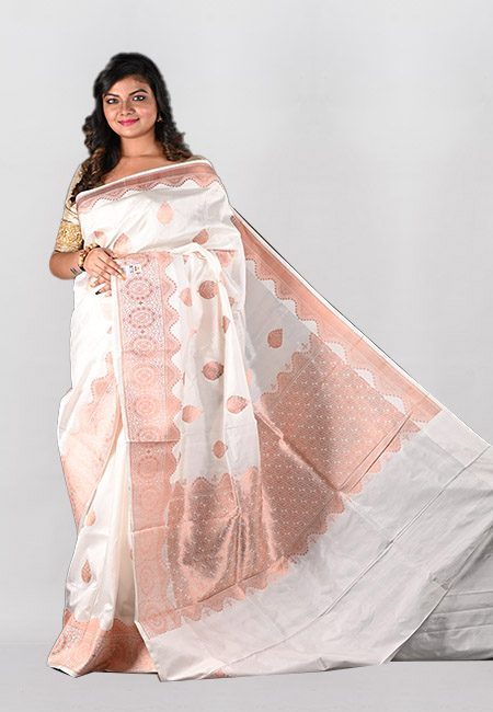 Off White Color Pure Katan Silk Saree (She Saree 998)