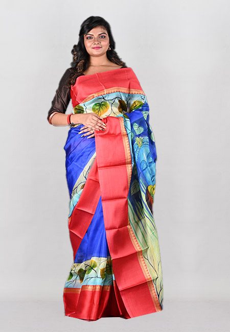 Royal Blue Color Printed Pure Silk Saree (She Saree 1004)