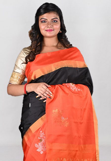 Black Color Contrast Pure Gadwal Silk Saree (She Saree 1033)