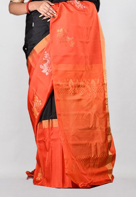 Black Color Contrast Pure Gadwal Silk Saree (She Saree 1033)