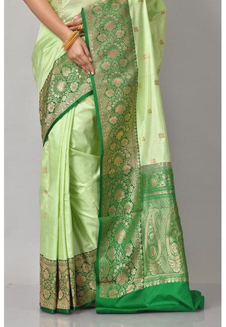 Pastel Green Color Pure Katan Silk Saree (She Saree 1096)