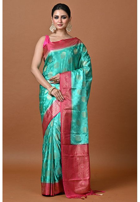 Sea Green Color Soft Gajji Banarasi Silk Saree (She Saree 2357)