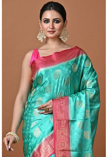 Sea Green Color Soft Gajji Banarasi Silk Saree (She Saree 2357)