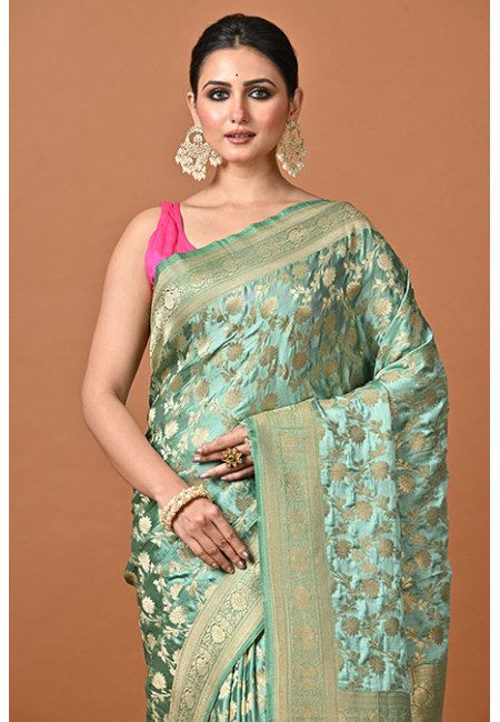 Oxley Green Color Soft Gajji Banarasi Silk Saree (She Saree 2362)