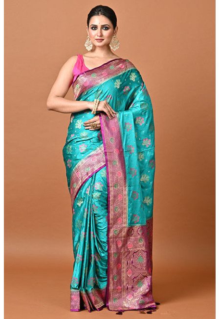 Viridian Green Color Soft Gajji Banarasi Silk Saree (She Saree 2365)