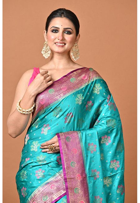 Viridian Green Color Soft Gajji Banarasi Silk Saree (She Saree 2365)