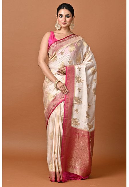Off White Color Soft Gajji Banarasi Silk Saree (She Saree 2366)
