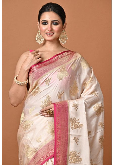 Off White Color Soft Gajji Banarasi Silk Saree (She Saree 2366)