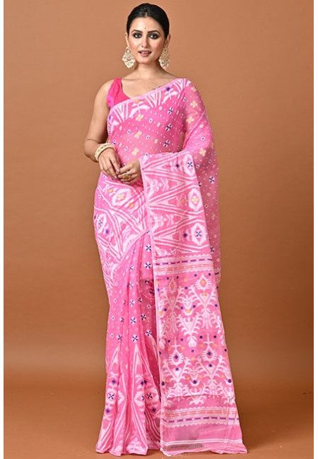 Pink Color Soft Dhakai Jamdani Saree (She Saree 2382)