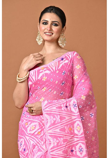 Pink Color Soft Dhakai Jamdani Saree (She Saree 2382)