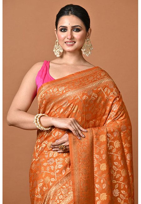 Rust Color Soft Manipuri Silk Saree (She Saree 2387)