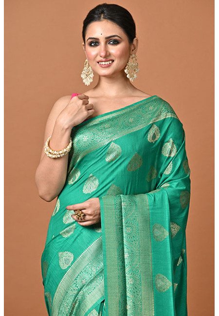 Green Color Soft Manipuri Silk Saree (She Saree 2390)