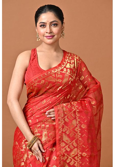 Red Color Designer Soft Dhakai Jamdani Saree (She Saree 2395)