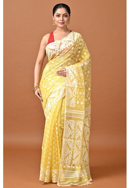 Yellow Color Soft Dhakai Jamdani Saree (She Saree 2398)