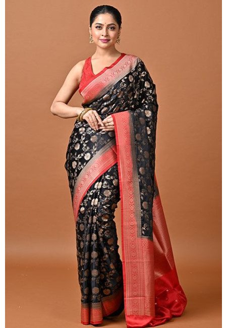 Black Color Contrast Soft Gajji Banarasi Silk Saree (She Saree 2411)