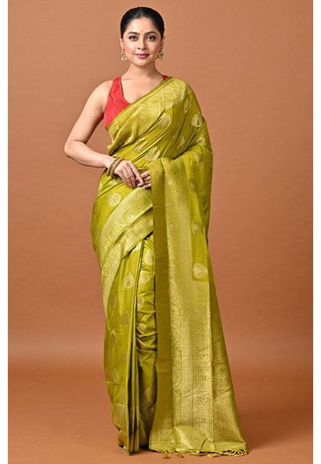 Olive Green Color Soft Manipuri Silk Saree (She Saree 2413)