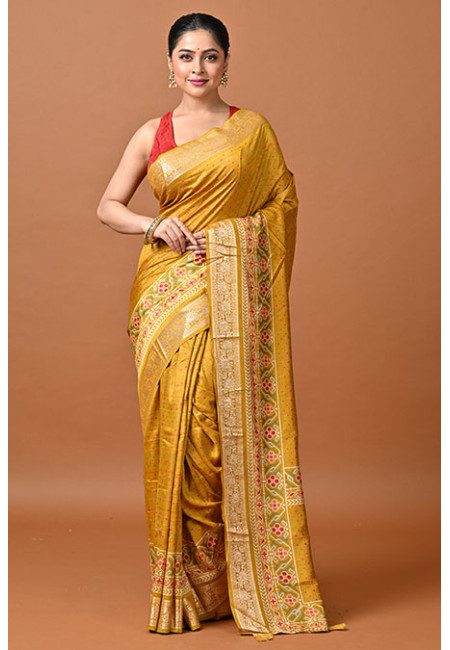 Mustard Color Printed Soft Silk Saree (She Saree 2418)