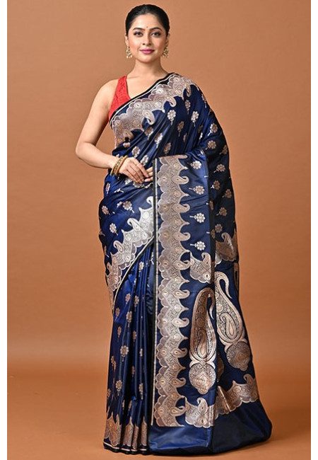 Navy Blue Color Bridal Banarasi Silk Saree (She Saree 2431)
