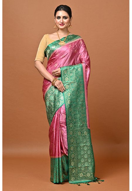 Deep Lavender Color Contrast Soft Gajji Banarasi Silk Saree (She Saree 2436)